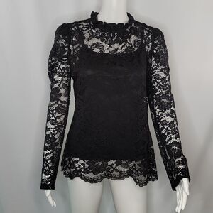 ADIVA Black Lace Top with attached‎ Cami
